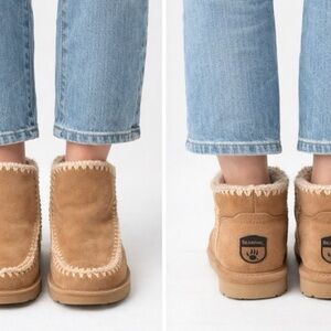 BearPaw Chestnut Suede Shearling Ankle Booties